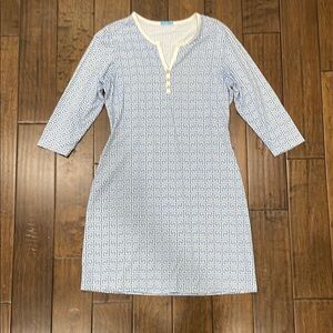 J. McLaughlin Blue and White Polo Collar Midi Dress